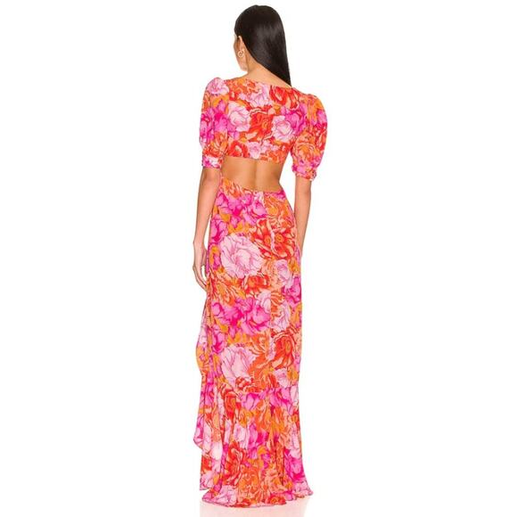 Lovers and Friends Morgan Maxi Dress Blouson Sleeves Chai Floral Print Size XS - Picture 3 of 16